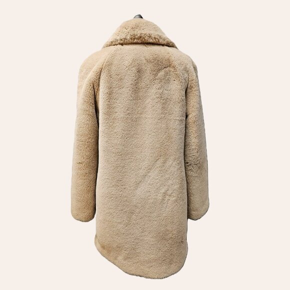 Women's Tan Faux Fur Coat - Picture 3 of 5